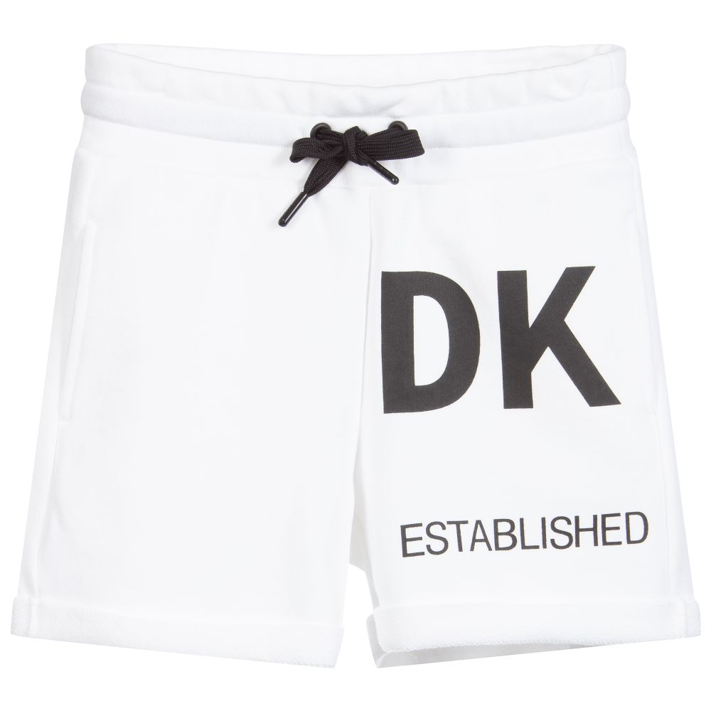 DKNY - شورت قطن سويتشيرت لون أبيض و اسود للبنات  | Childrensalon