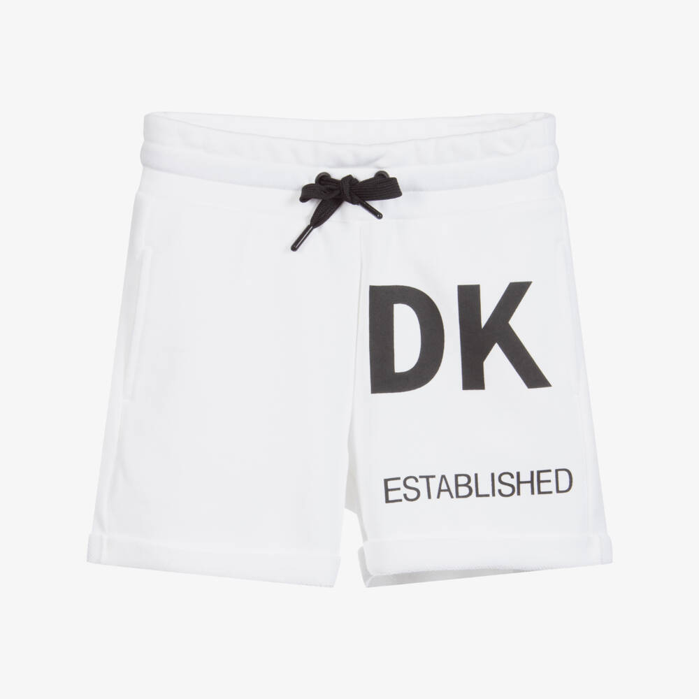 DKNY-شورت قطن سويتشيرت لون أبيض و اسود للبنات | Childrensalon Outlet