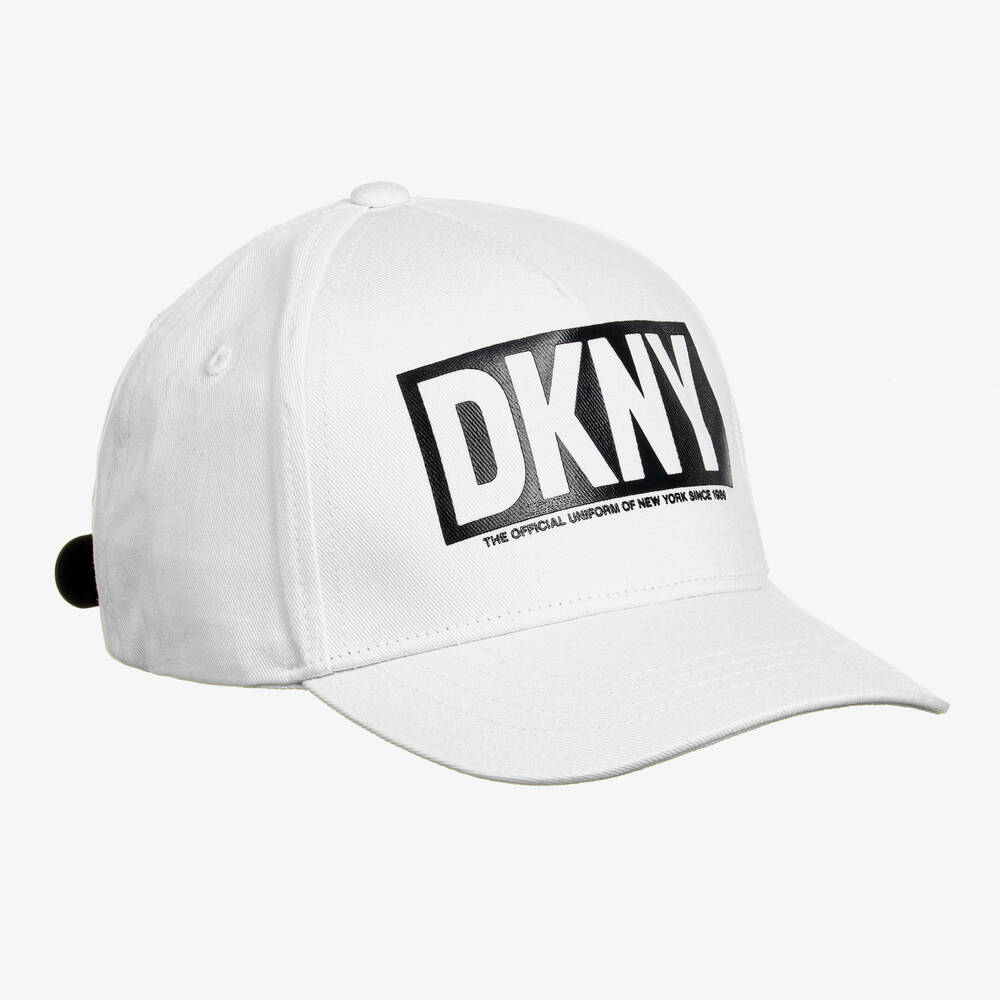 DKNY-White Cotton Twill Cap | Childrensalon Outlet