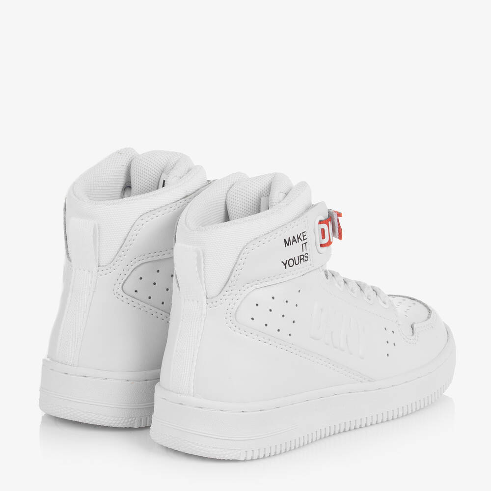 DKNY White Leather High Top Trainers