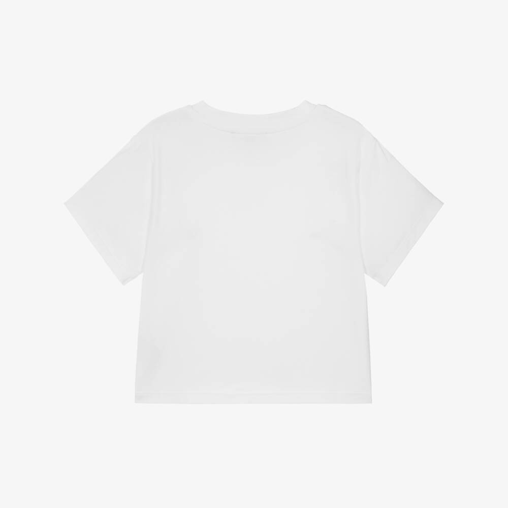 DKNY-White Logo Embroidery Ss T-shirt | Childrensalon Outlet