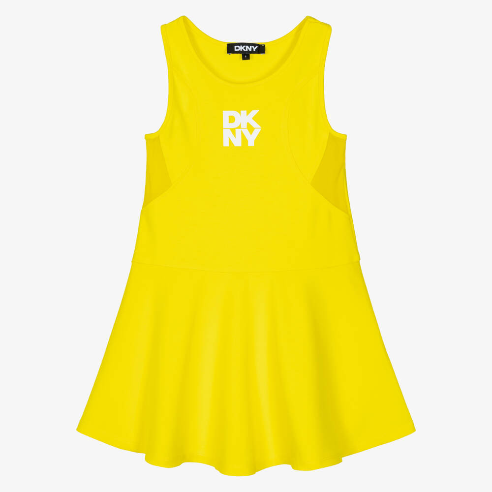 DKNY-Yellow Logo Racer Dress | Childrensalon Outlet