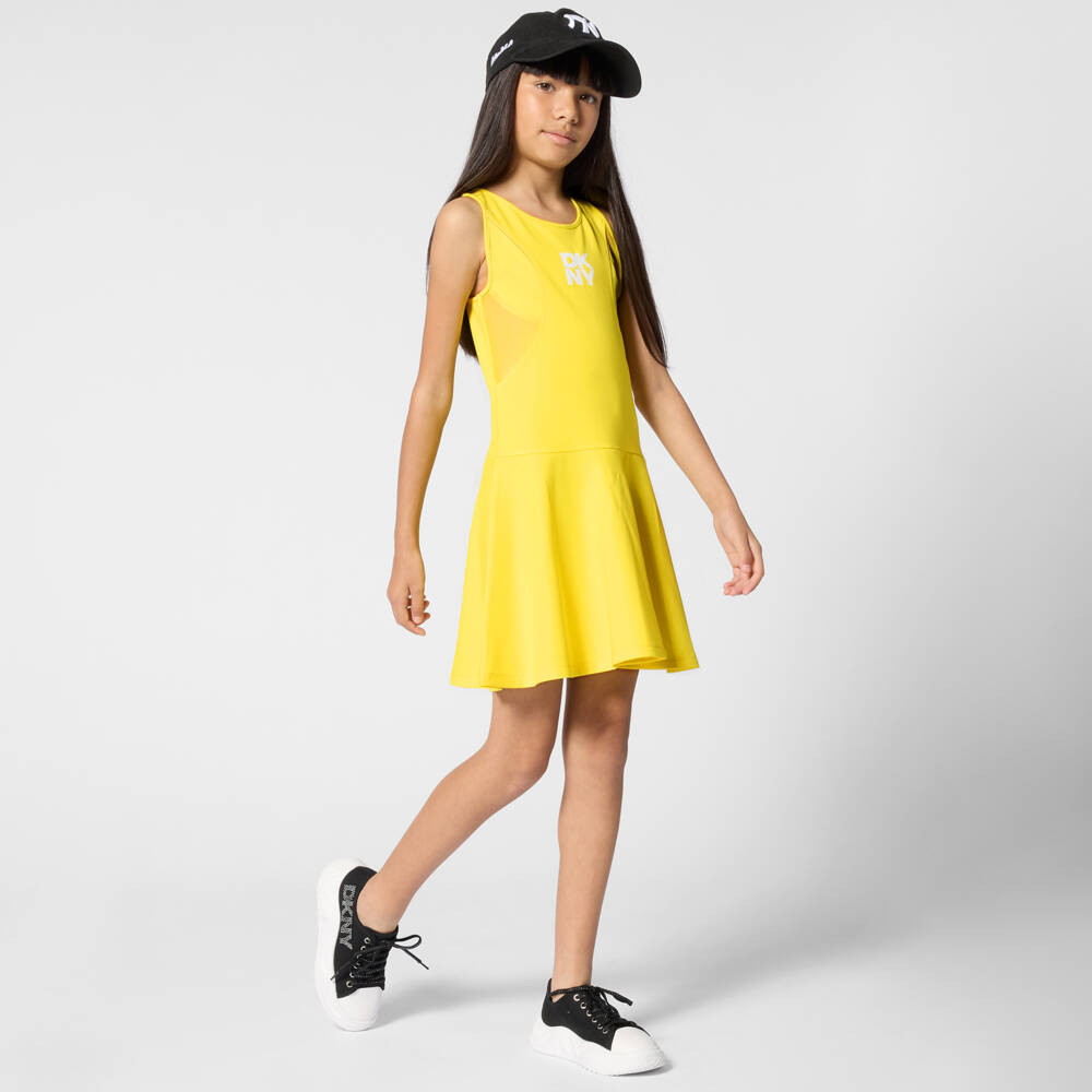 DKNY-Yellow Logo Racer Dress | Childrensalon Outlet