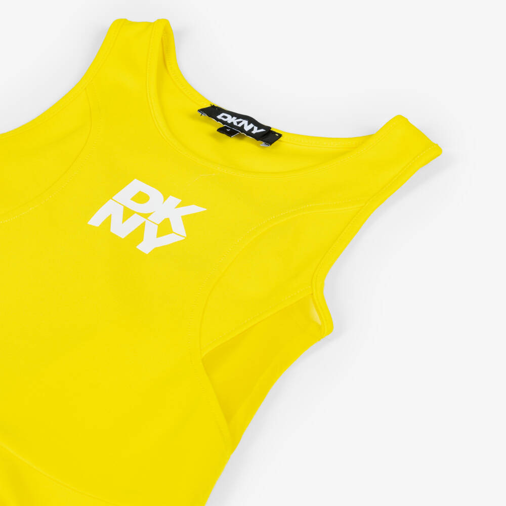 DKNY-Yellow Logo Racer Dress | Childrensalon Outlet