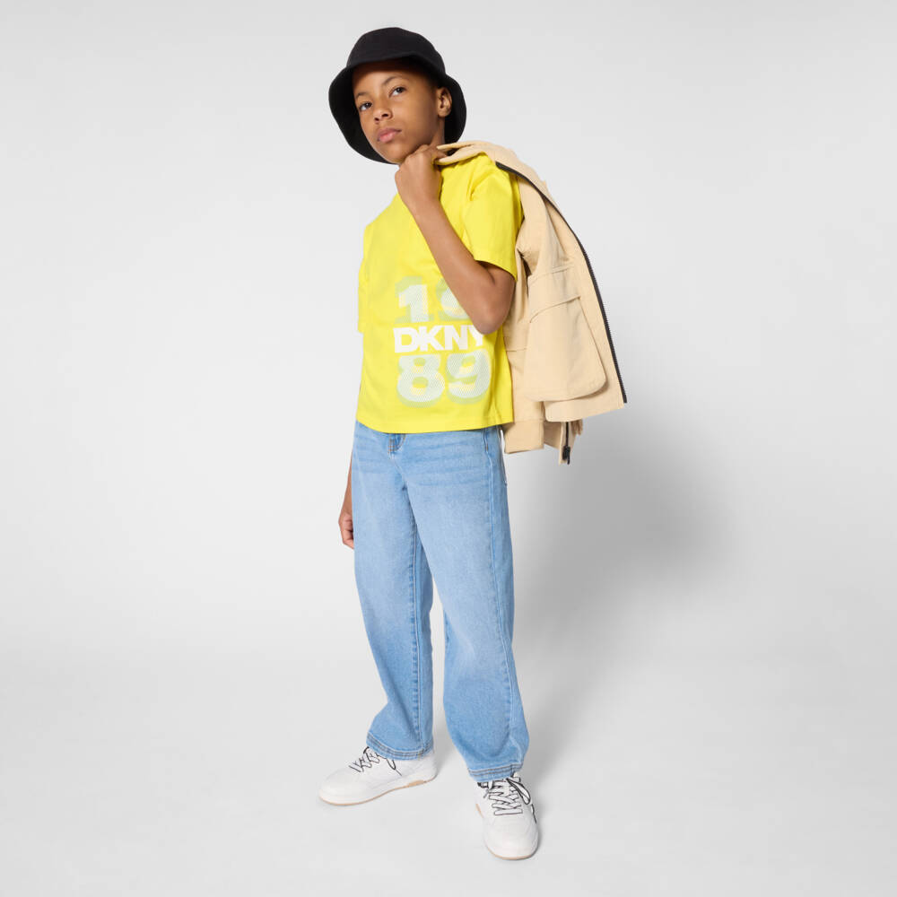 DKNY-Yellow Logo Ss Tee | Childrensalon Outlet