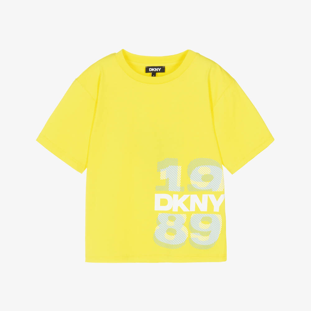 DKNY-Yellow Logo Ss Tee | Childrensalon Outlet