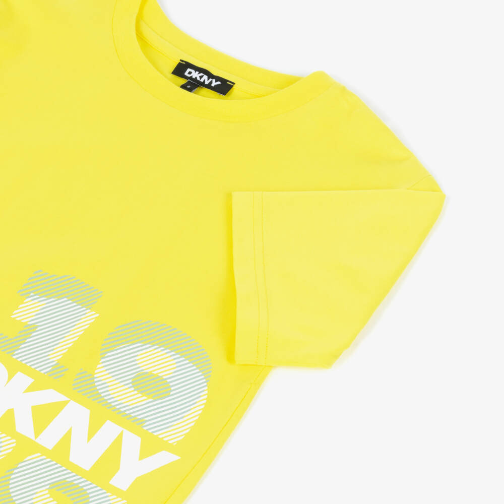 DKNY-Yellow Logo Ss Tee | Childrensalon Outlet