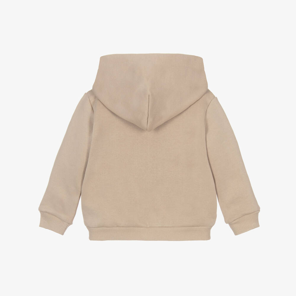Dolce & Gabbana-Baby Boys Beige Cotton Zip-Up Top with Embroidered DG Logo | Childrensalon Outlet