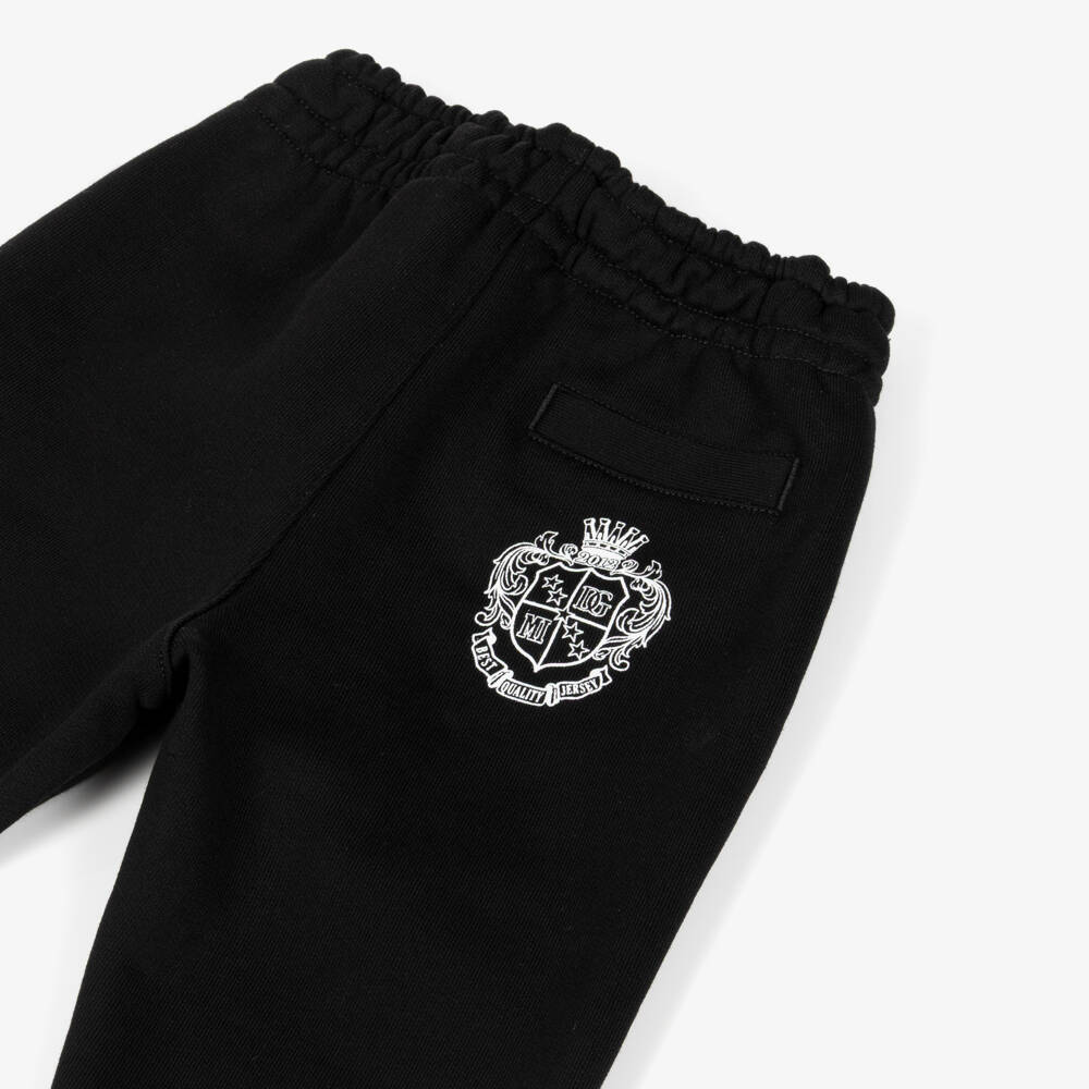Dolce & Gabbana-Baby Boys Black Cotton Joggers with Crest Logo | Childrensalon Outlet