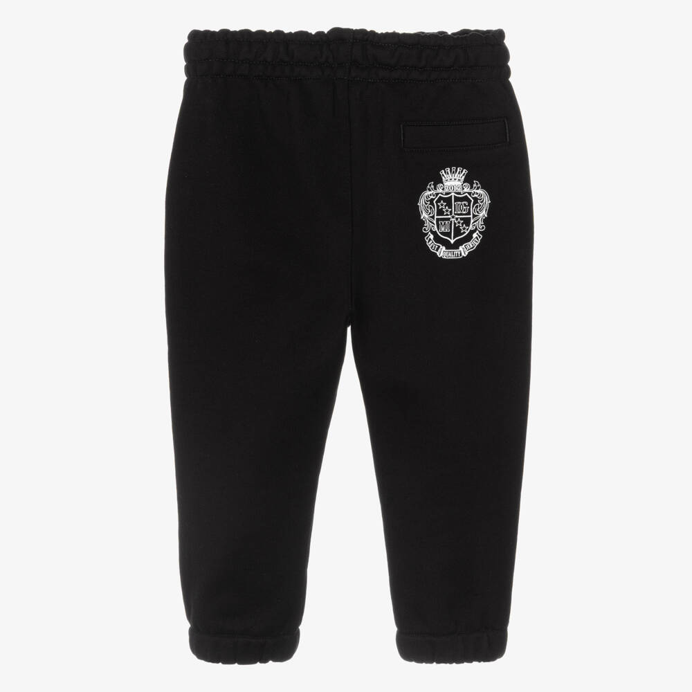 Dolce & Gabbana-Baby Boys Black Cotton Joggers with Crest Logo | Childrensalon Outlet