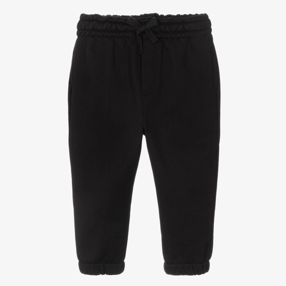 Dolce & Gabbana-Baby Boys Black Cotton Joggers with Crest Logo | Childrensalon Outlet