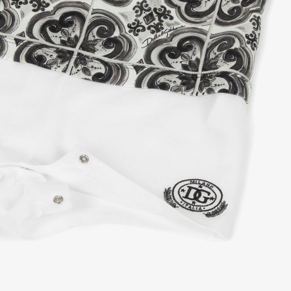 Dolce & Gabbana-Baby Boys Black & White Majolica Print Cotton Shortie | Childrensalon Outlet