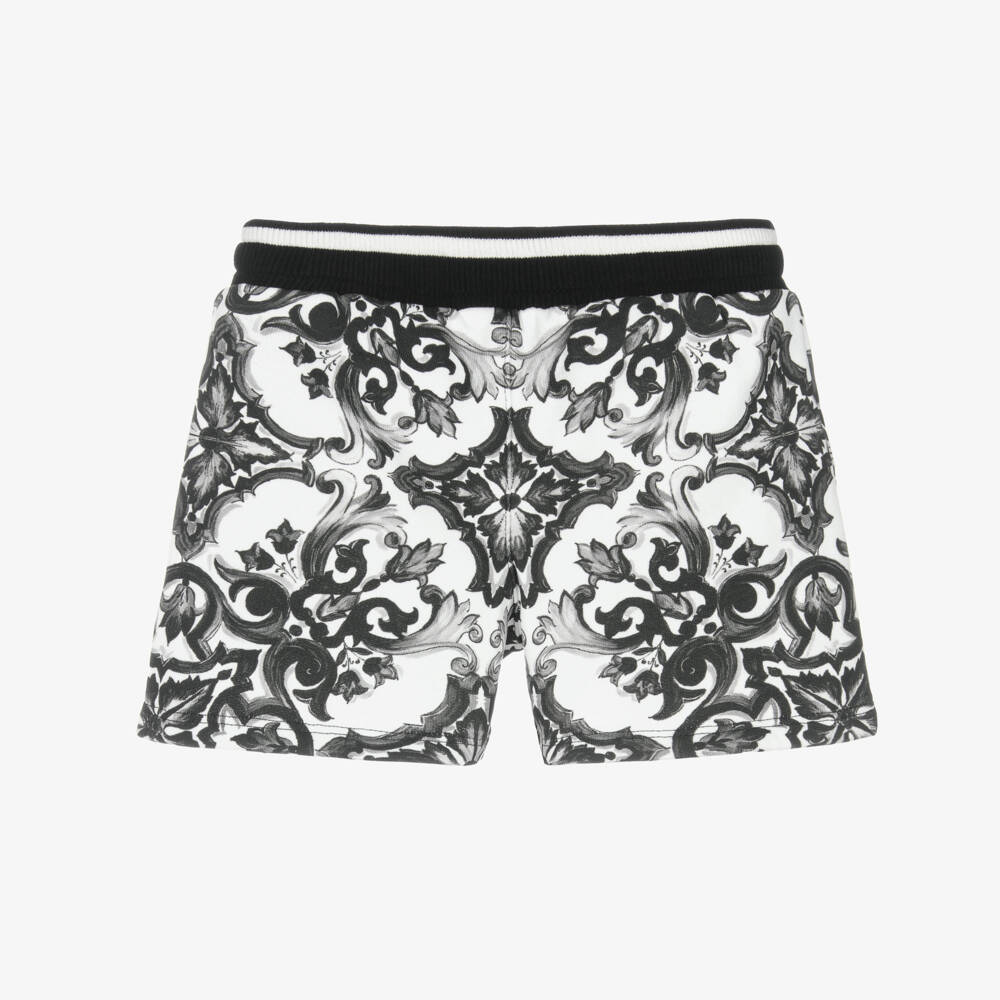 Dolce & Gabbana-Шорты из черного хлопка Majolica для мальчиков | Childrensalon Outlet