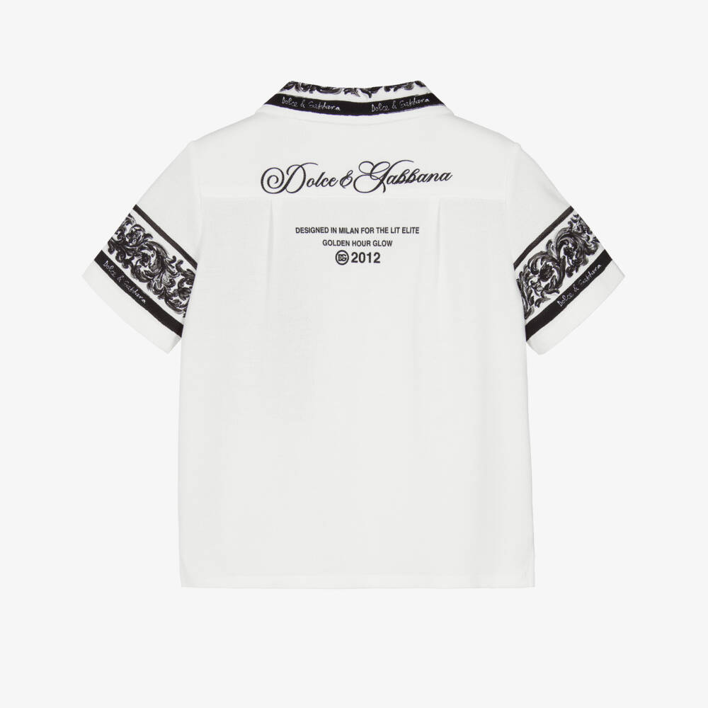 Dolce & Gabbana-Рубашка с белым узором Маджолика для мальчиков | Childrensalon Outlet