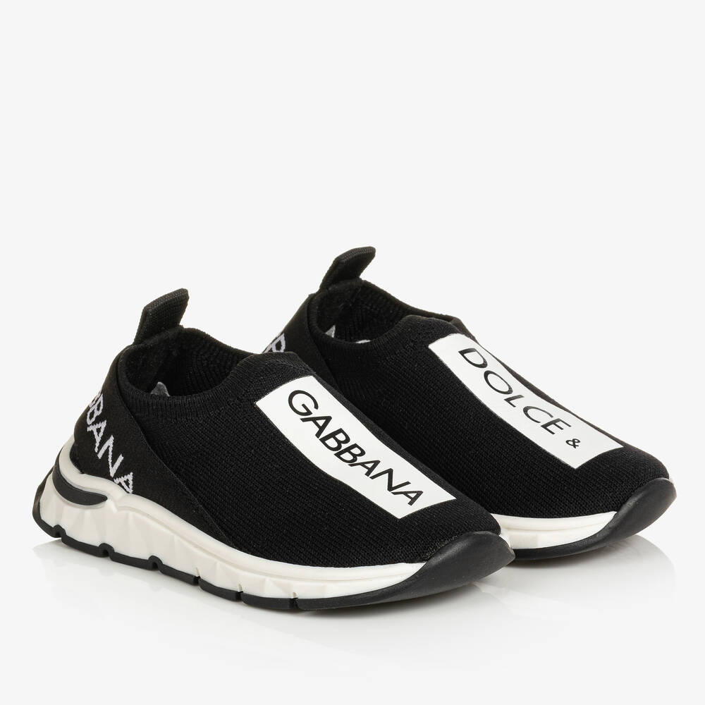 Dolce & Gabbana - Baby Boys Black & White Slip-On Trainers | Childrensalon