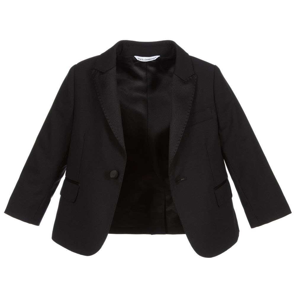 Dolce Gabbana Costume Noir En Laine Bebe Garcon Childrensalon Outlet