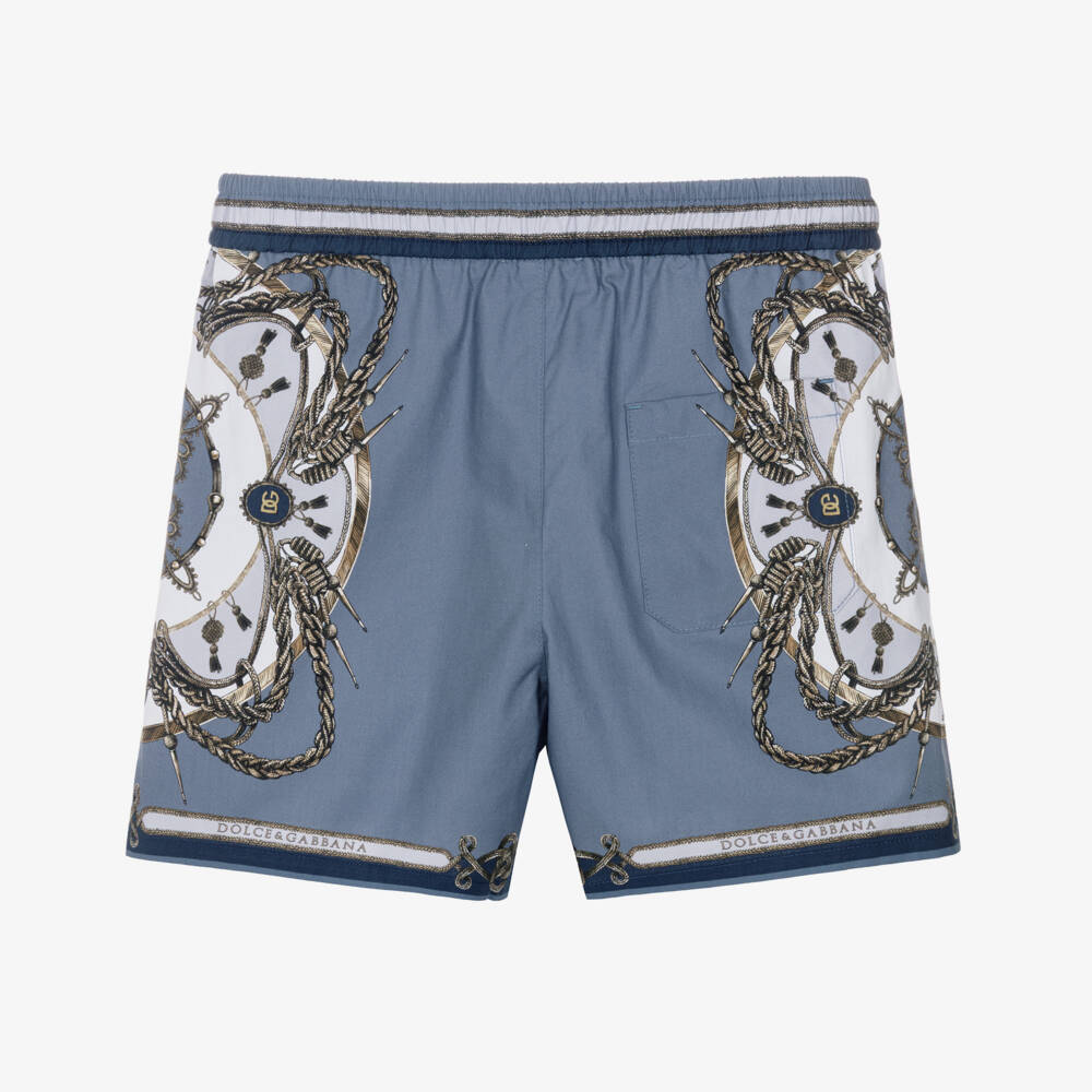 Dolce & Gabbana-Baby Boys Blue Cargo Print Cotton Shorts | Childrensalon Outlet