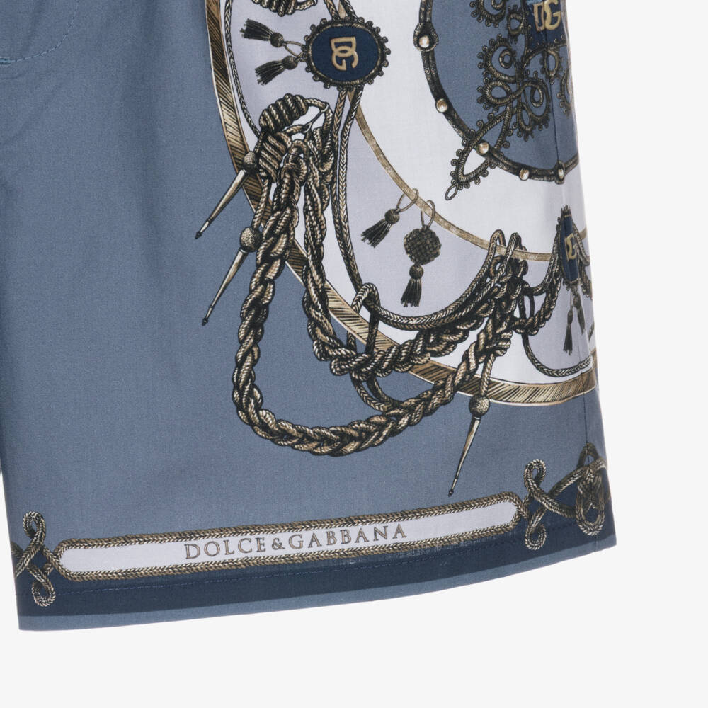 Dolce & Gabbana-Baby Boys Blue Cargo Print Cotton Shorts | Childrensalon Outlet