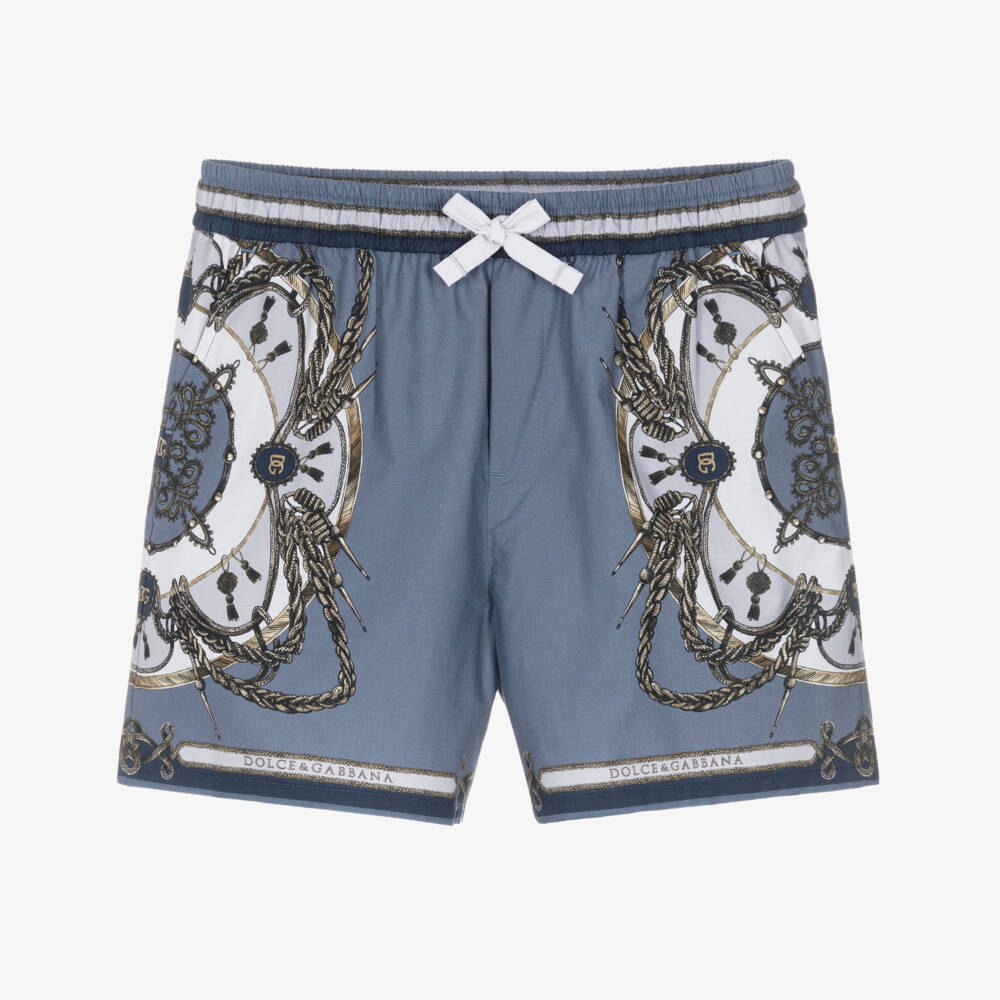 Dolce & Gabbana-Baby Boys Blue Cargo Print Cotton Shorts | Childrensalon Outlet