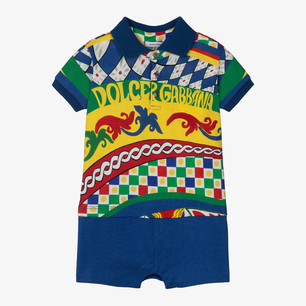 Dolce & Gabbana - Baby Boys Blue Cotton Carretto Shortie | Childrensalon