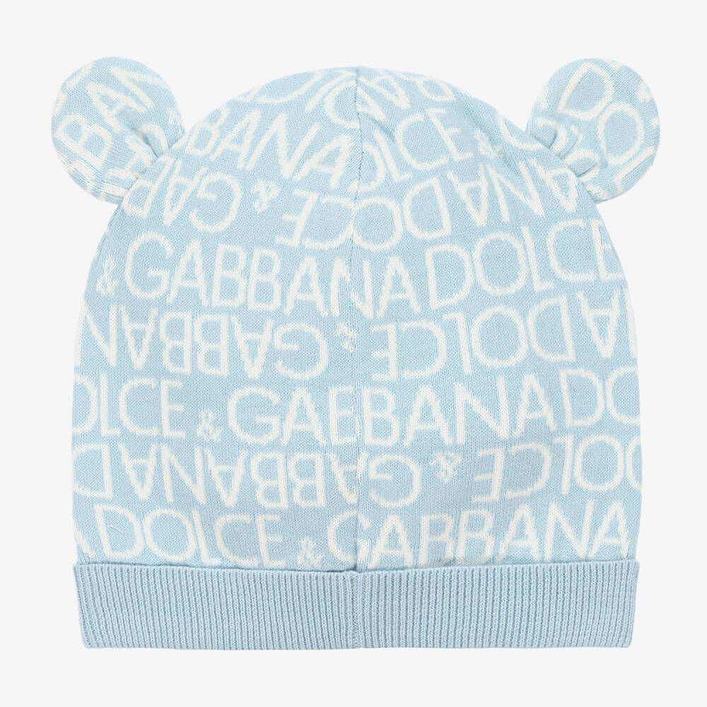 Dolce & Gabbana-Baby Boys Blue Cotton & Cashmere Hat | Childrensalon Outlet