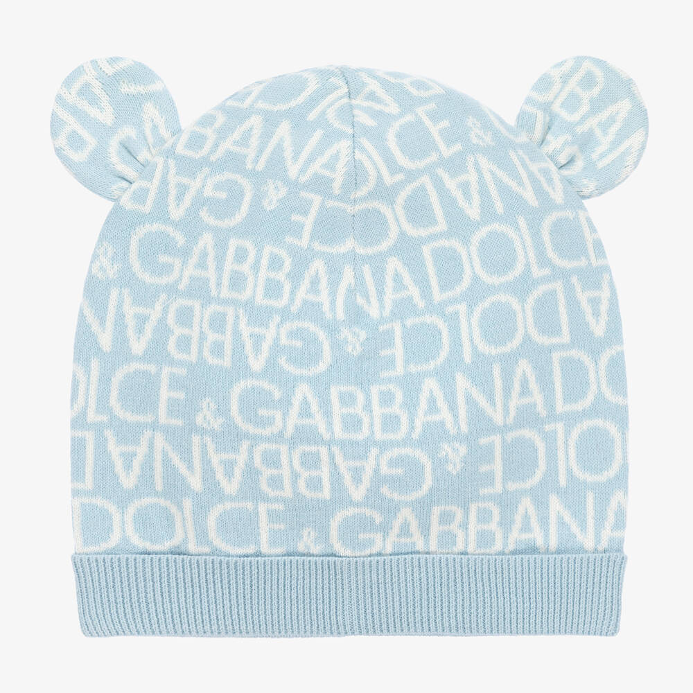 Dolce & Gabbana - Baby Boys Blue Cotton & Cashmere Hat | Childrensalon