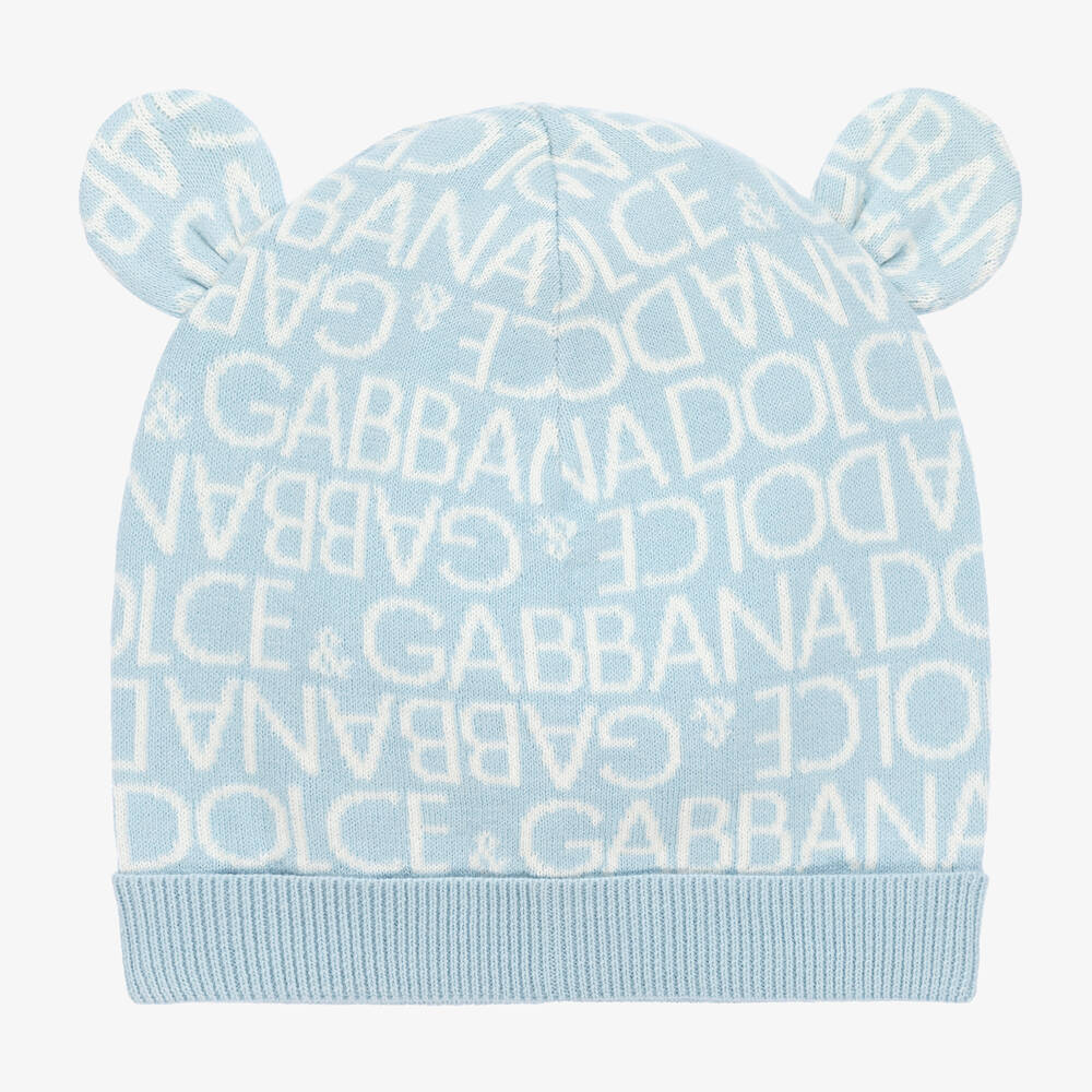 Dolce & Gabbana-Baby Boys Blue Cotton & Cashmere Hat | Childrensalon Outlet