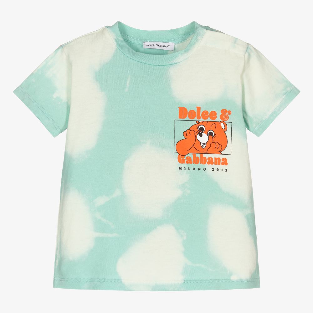 Dolce & Gabbana-Голубая хлопковая футболка для малышей | Childrensalon Outlet