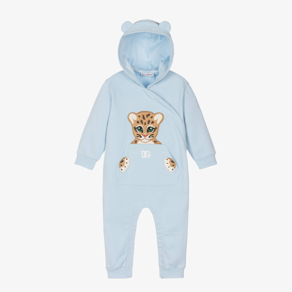 Dolce & Gabbana - Baby Boys Blue Cotton Tiger Romper | Childrensalon