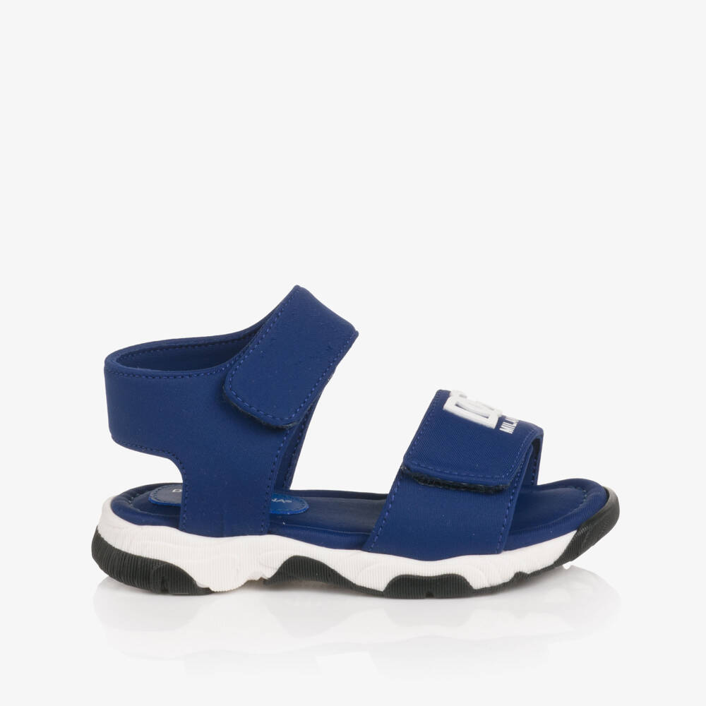 Dolce & Gabbana-Baby Boys Blue DG Logo Velcro Sandals | Childrensalon Outlet