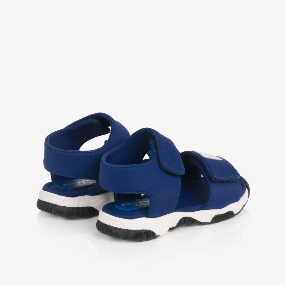 Dolce & Gabbana-Baby Boys Blue DG Logo Velcro Sandals | Childrensalon Outlet
