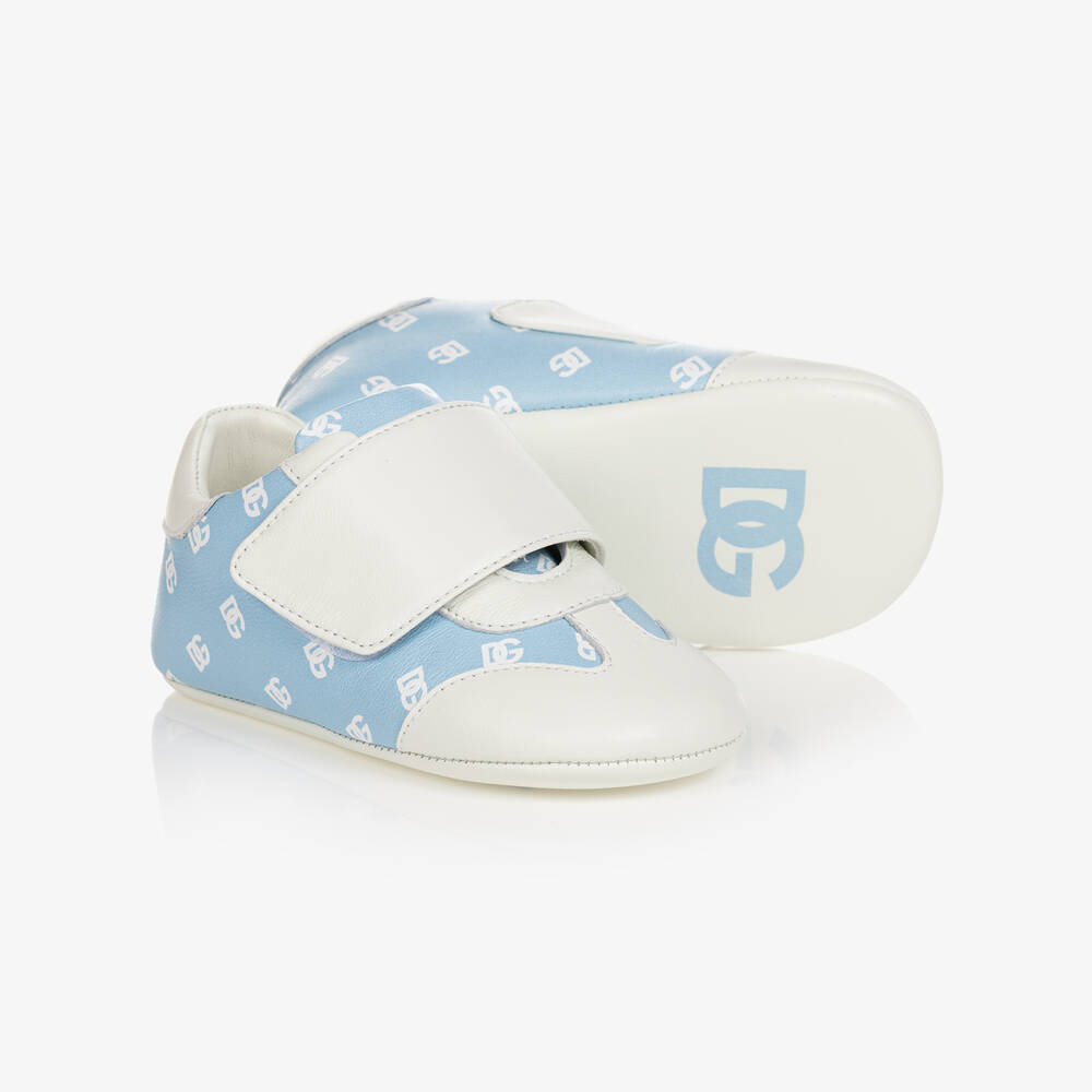 Dolce & Gabbana - Baby Boys Blue Leather Pre-Walkers  | Childrensalon