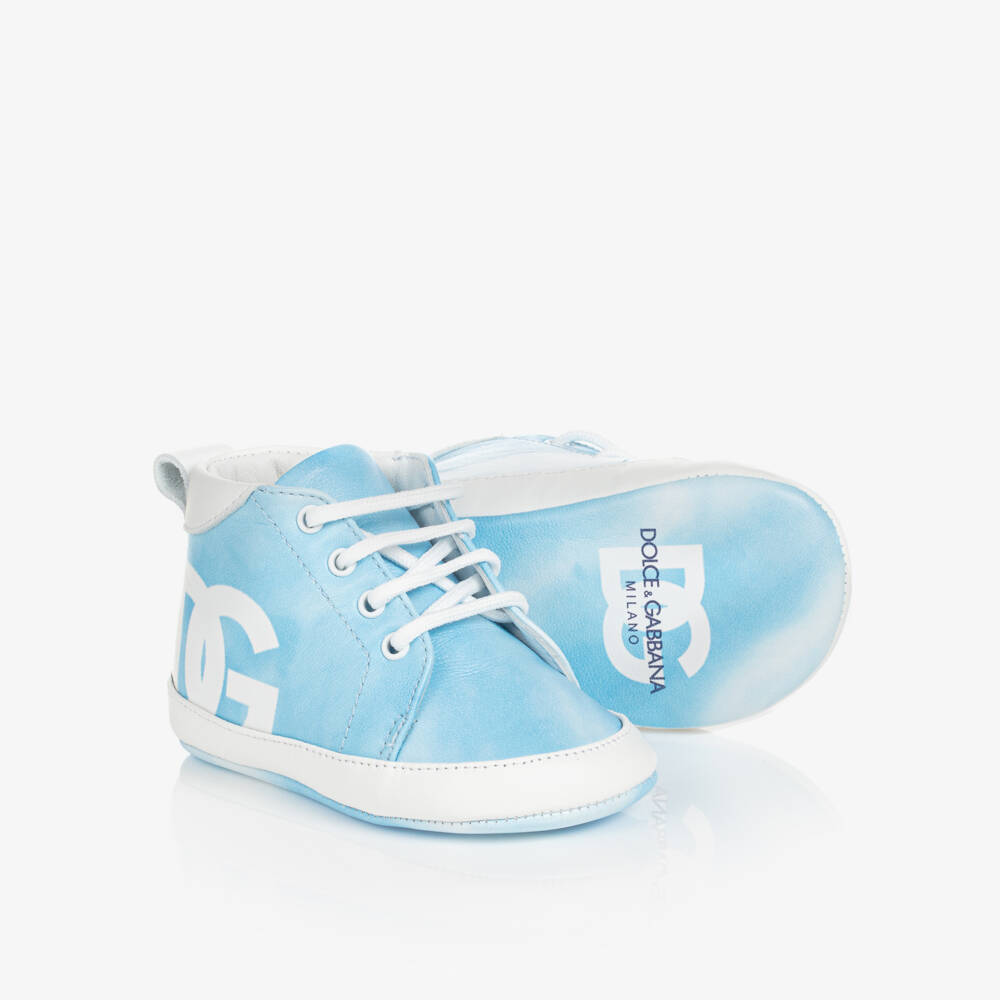 Dolce & Gabbana-Baby Boys Blue Leather Pre-Walkers | Childrensalon Outlet