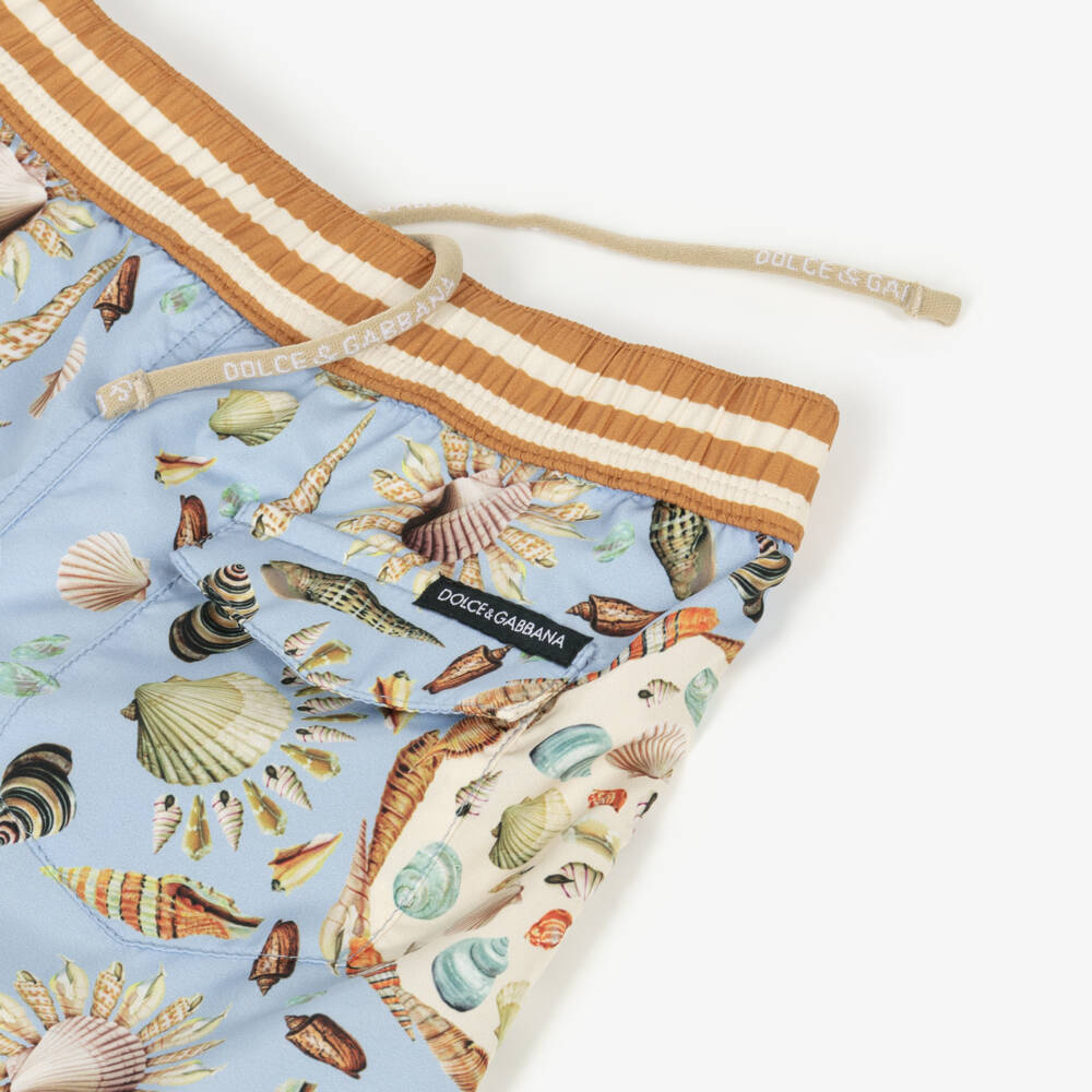 Dolce & Gabbana-Baby Boys Blue Sea Shell Print Swim Shorts | Childrensalon Outlet