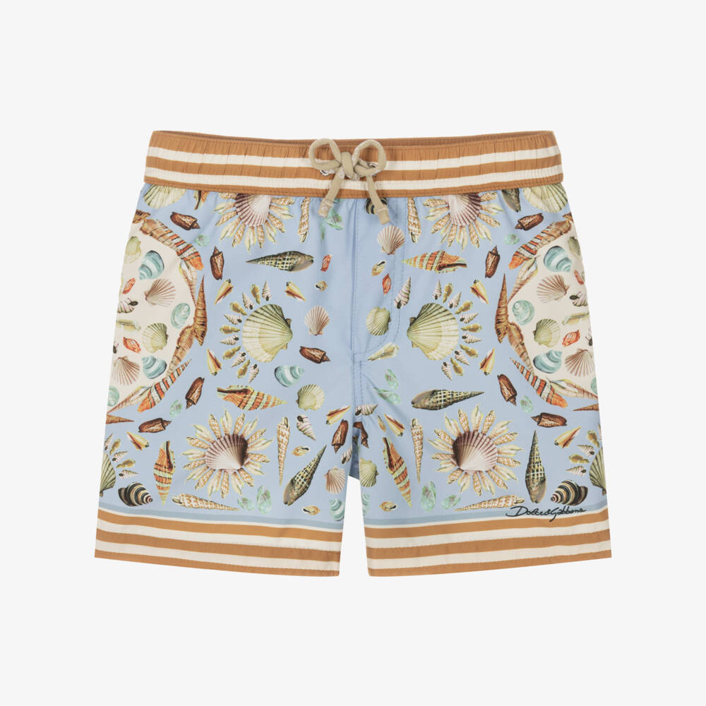 Dolce & Gabbana-Baby Boys Blue Sea Shell Print Swim Shorts | Childrensalon Outlet