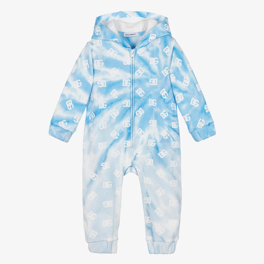 Dolce & Gabbana-Baby Boys Blue Tie-Dye Pramsuit | Childrensalon Outlet