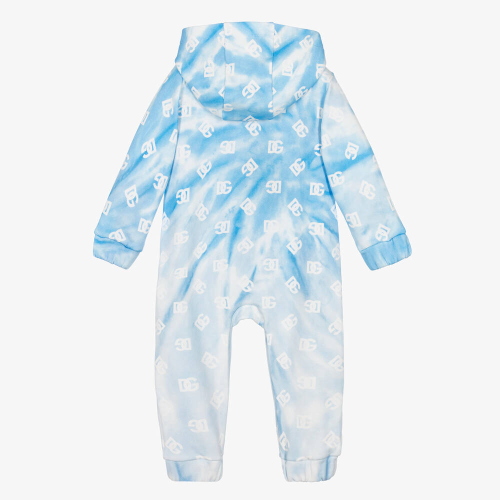  دولتشي آند غابانا-أوفرول للخروج هودي قطن جيرسي لون أزرق للمواليد | Childrensalon Outlet