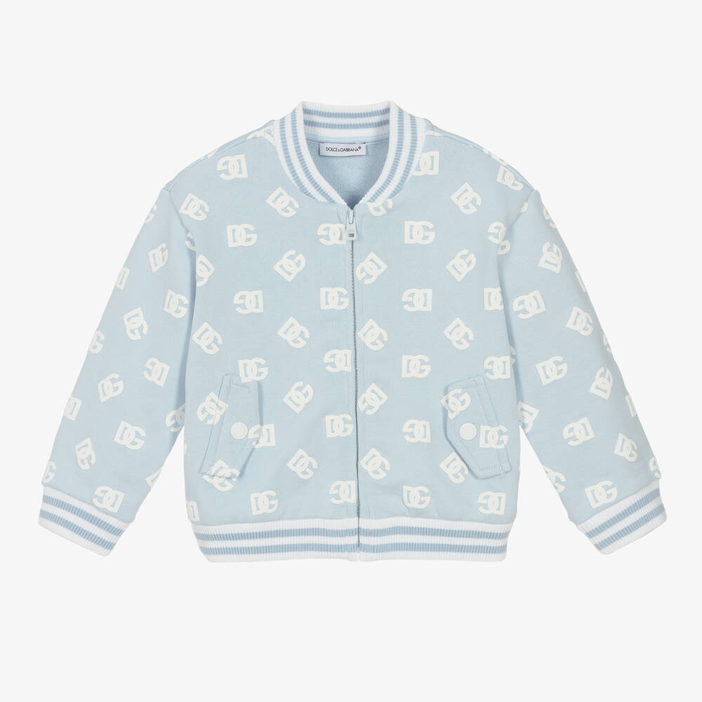 Dolce & Gabbana - Bomber bleu et blanc DG garçon | Childrensalon