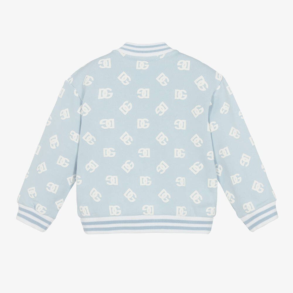  دولتشي آند غابانا-جاكيت بومبر أطفال ولادي قطن لون أزرق وأبيض | Childrensalon Outlet