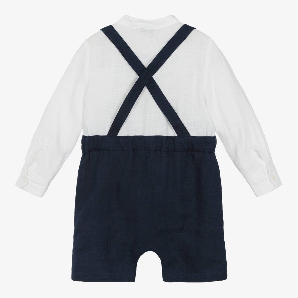 Dolce & Gabbana-Baby Boys Blue & White Linen Shortie | Childrensalon Outlet