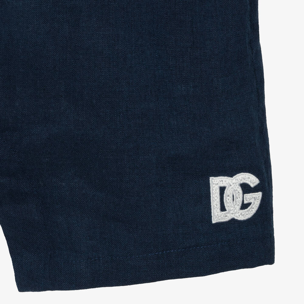 Dolce & Gabbana-Baby Boys Blue & White Linen Shortie | Childrensalon Outlet