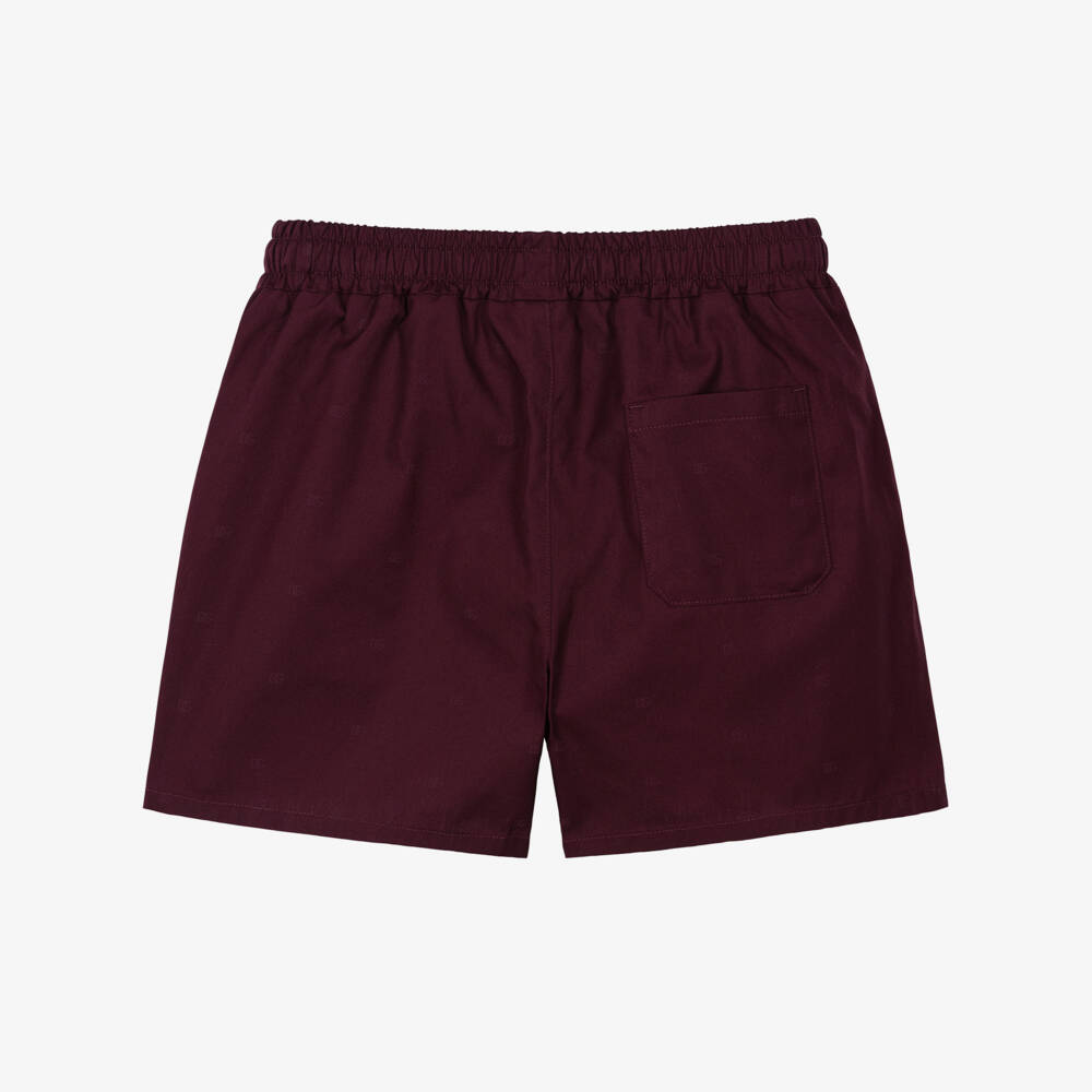Dolce & Gabbana-Baby Boys Burgundy Red Cotton Shorts with Tonal DG Logos | Childrensalon Outlet