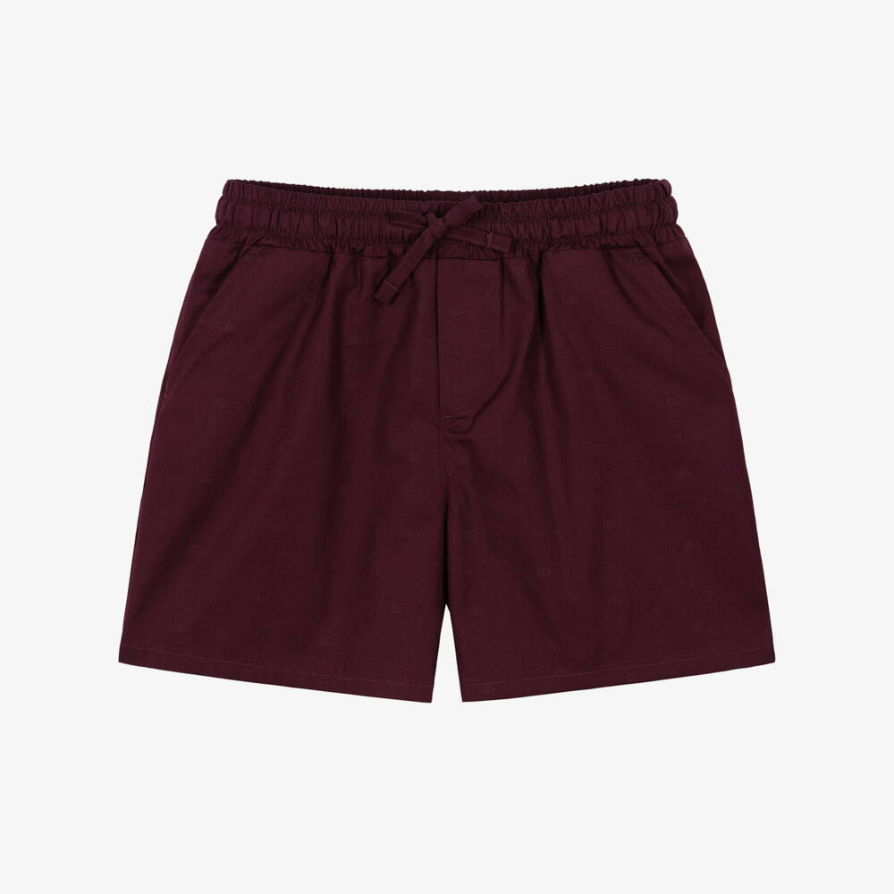Dolce & Gabbana-Baby Boys Burgundy Red Cotton Shorts with Tonal DG Logos | Childrensalon Outlet