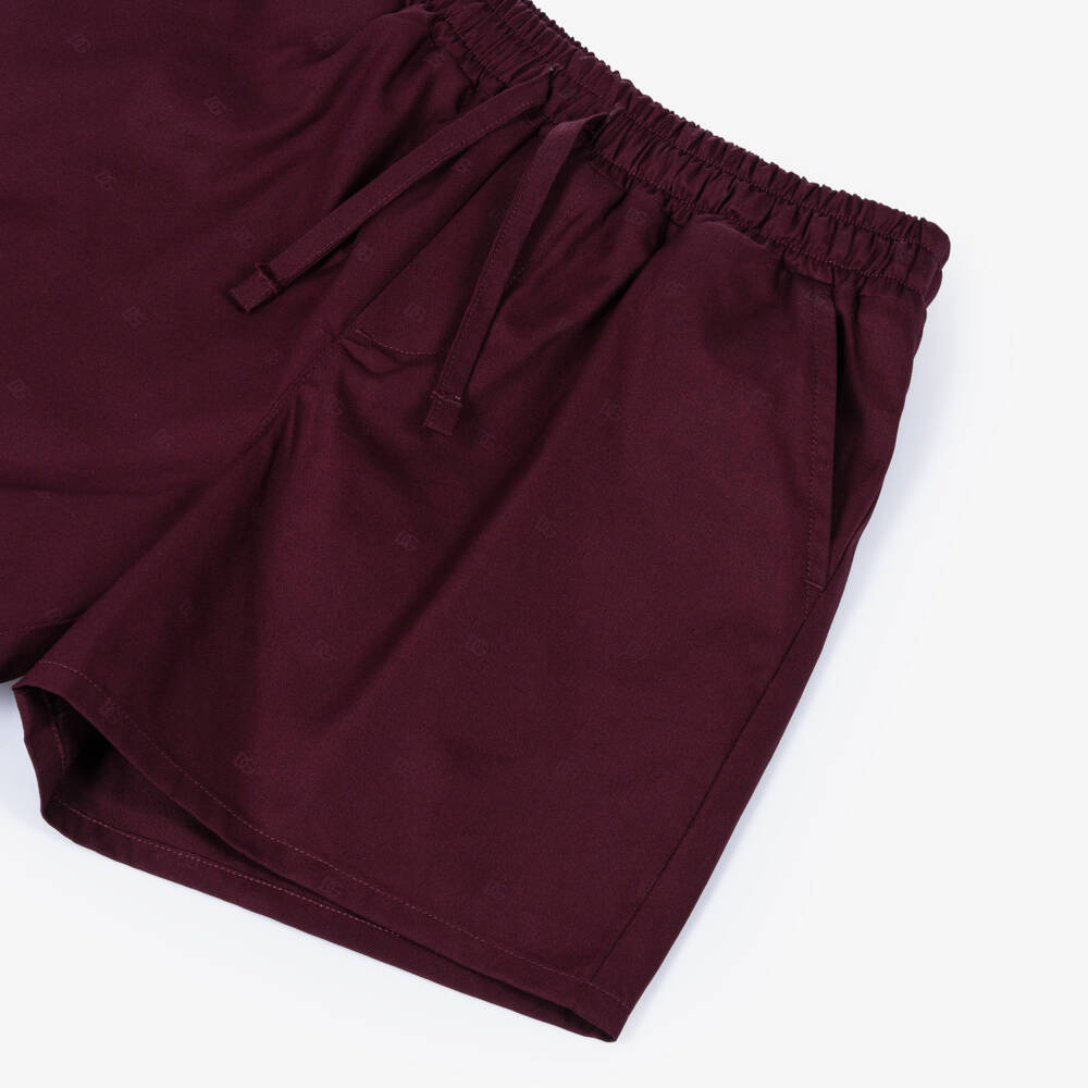 Dolce & Gabbana-Baby Boys Burgundy Red Cotton Shorts with Tonal DG Logos | Childrensalon Outlet