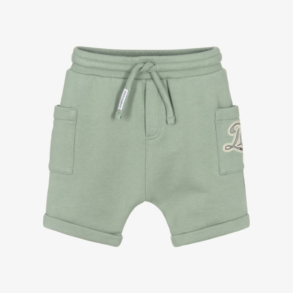 Dolce & Gabbana-Baby Boys Green Cotton DG Embroidered Shorts | Childrensalon Outlet