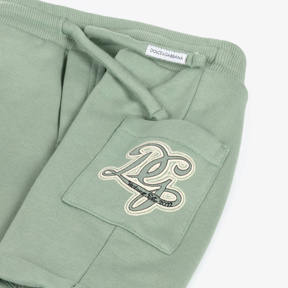 Dolce & Gabbana-Baby Boys Green Cotton DG Embroidered Shorts | Childrensalon Outlet