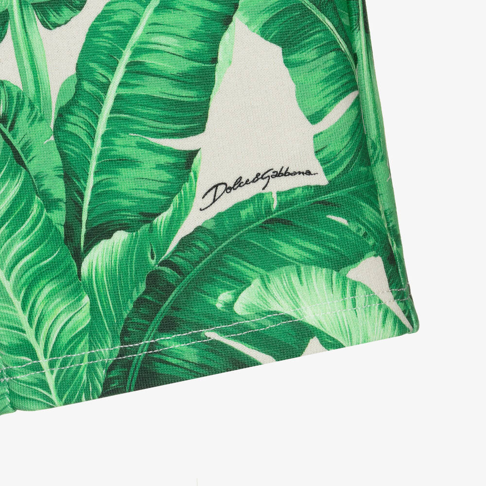 Dolce & Gabbana-Baby Boys Green Cotton Leaf Shorts | Childrensalon Outlet