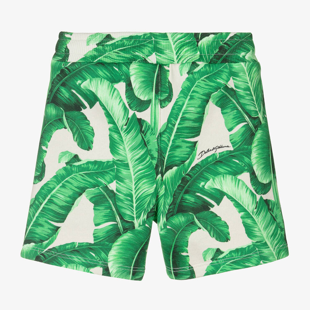 Dolce & Gabbana-Baby Boys Green Cotton Leaf Shorts | Childrensalon Outlet