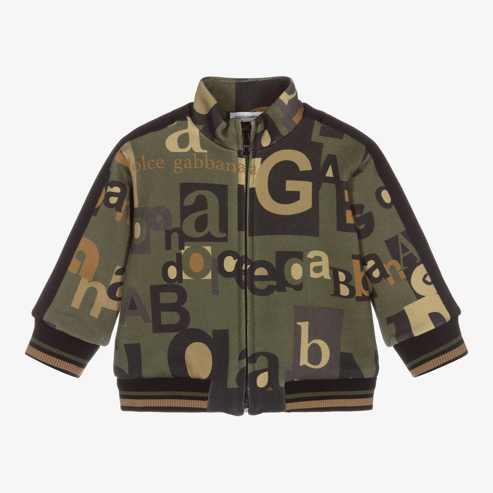 Dolce & Gabbana-Baby Boys Green Logo Zip-Up Top | Childrensalon Outlet
