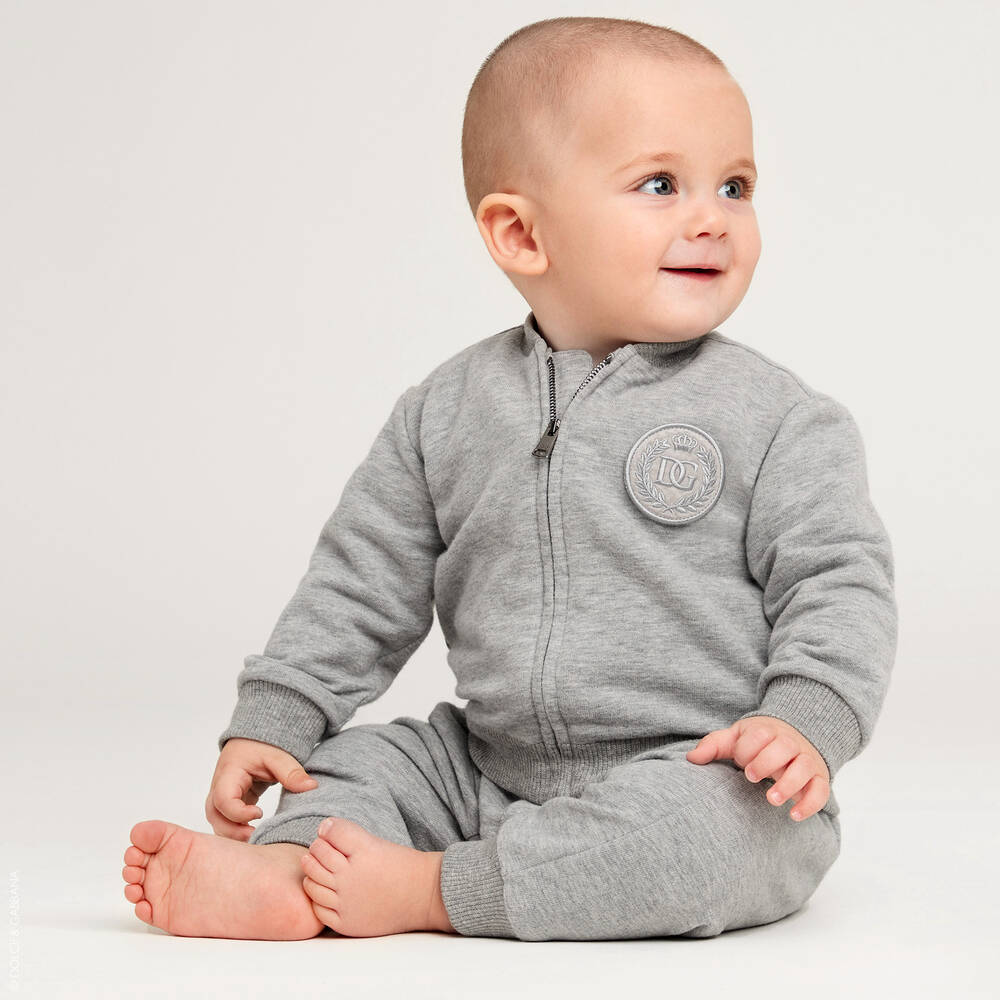 Dolce Gabbana Baby Boys Grey Cotton Joggers